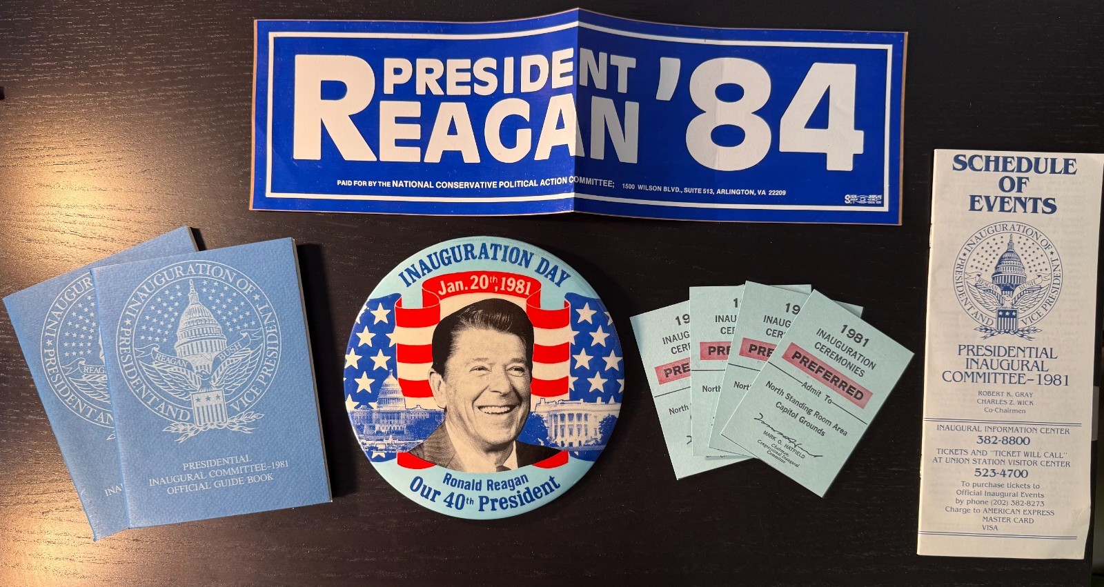 Ronald Reagan Inauguration Day 1981 Button and Memorabilia