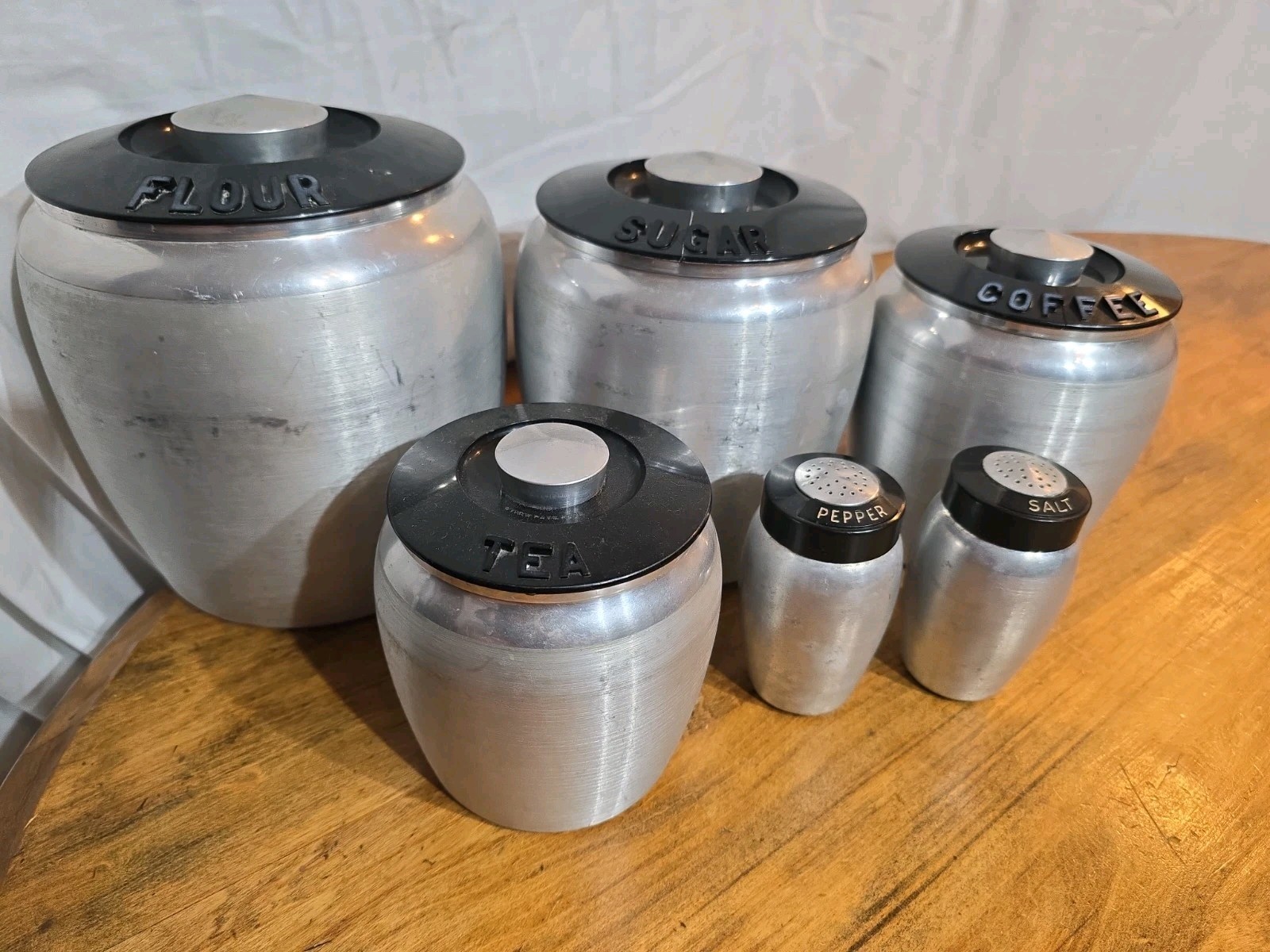Vintage MCM Kromex Aluminum 6 Piece Canister Set Mid Century Modern Vintage MCM Kromex Aluminum 6 Piece Canister Set Mid Century Modern