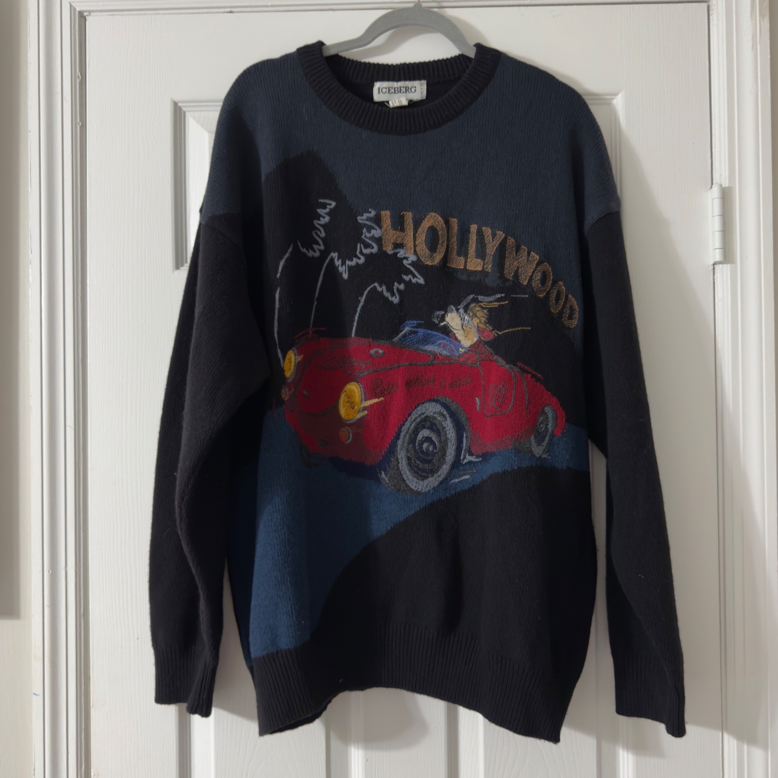 Vintage Iceberg Hollywood Rebel Without a Cause Wool Sweater XXL Italy 90s