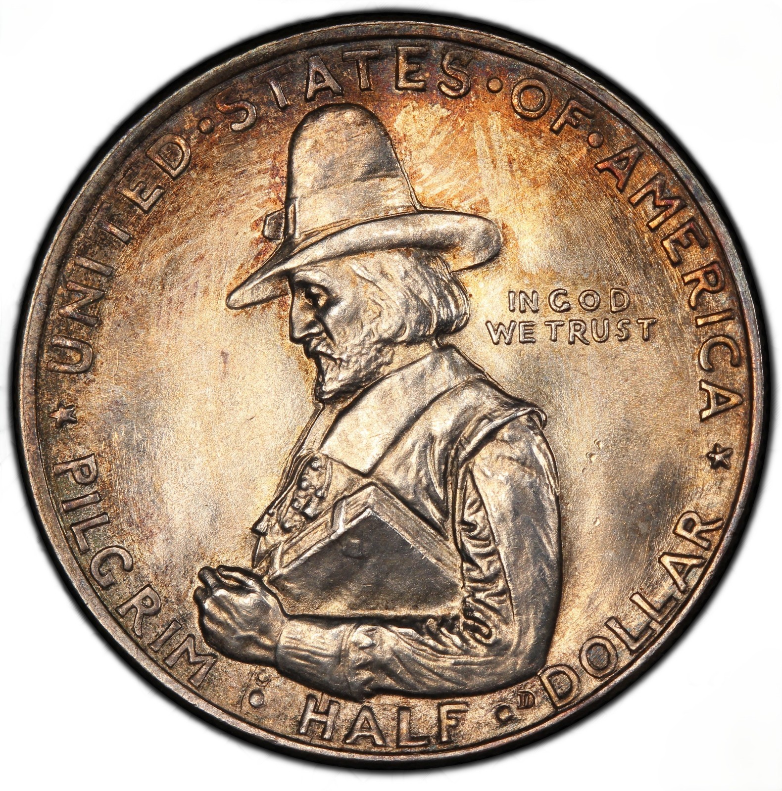 1920-P PCGS MS65 (Gem) Pilgrim Commemorative | Colorful Toning | Blazing Luster