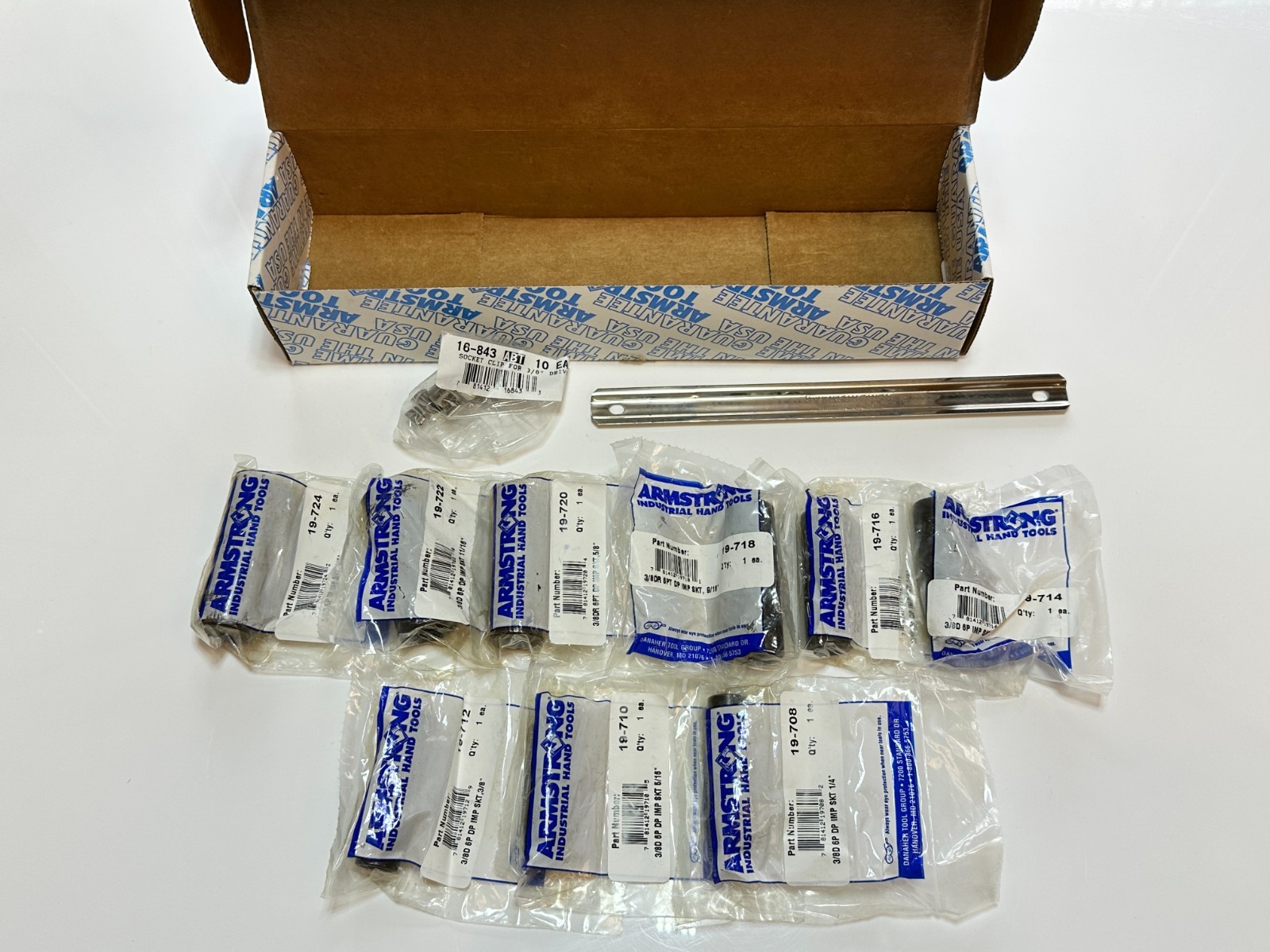 NOS Armstrong Tools USA 19-895 9pc 3/8” Drive DEEP Impact Socket Set, Easy Read