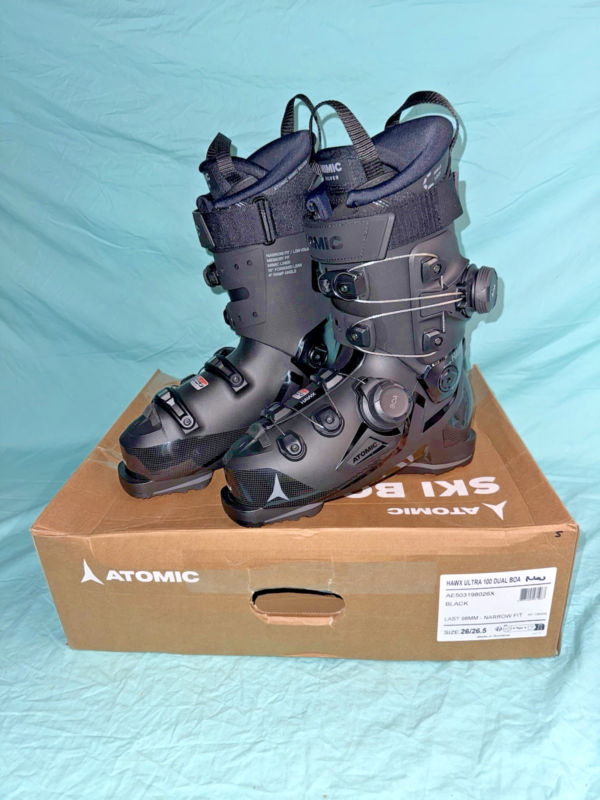 🔥 2027 New ATOMIC Hawx Ultra 100 Dual BOA Alpine SKI BOOTS 26.5 GW Grip Walk