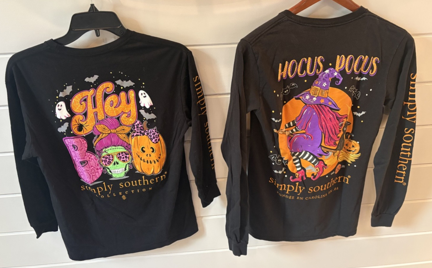 Qty 2 - Simply Southern Halloween T-Shirts Long Sleeve Women S and Youth XL