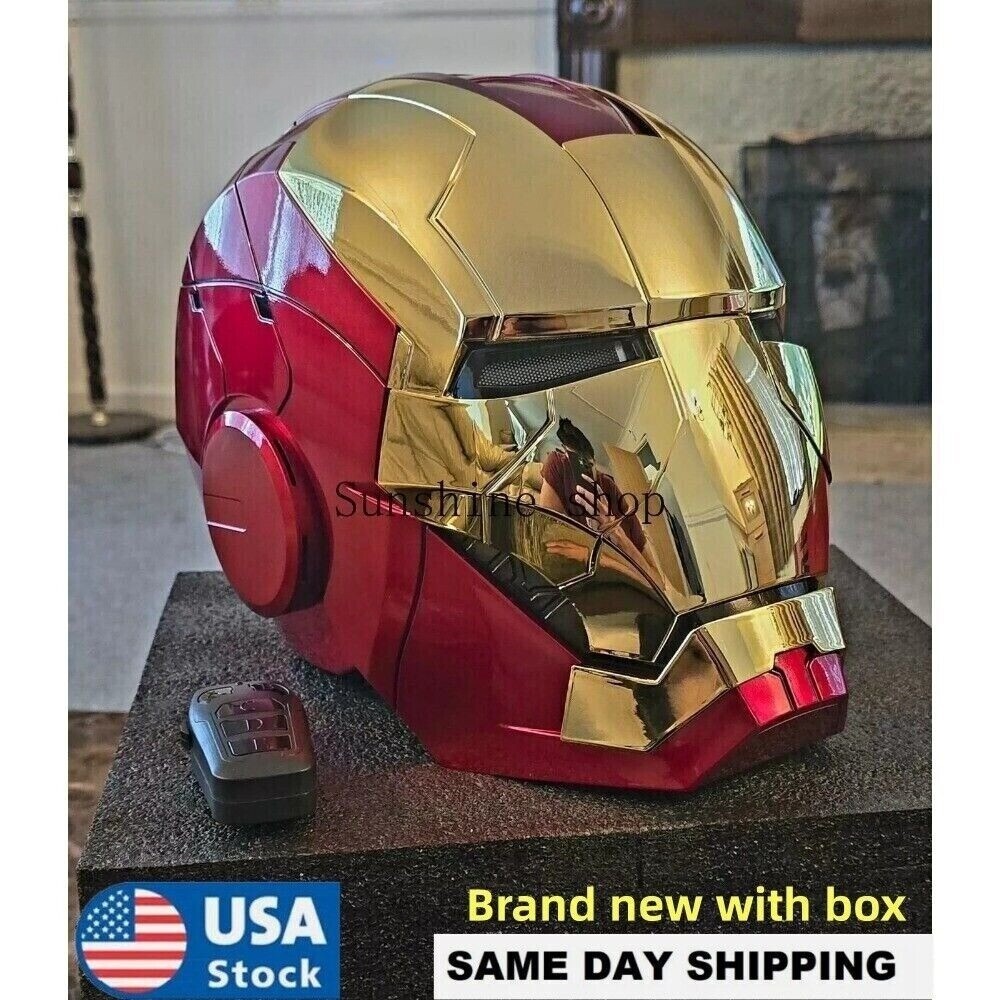 Autoking Iron Man Gold MK5 Helmet Electronic Voice Activated Open&Close Mask New