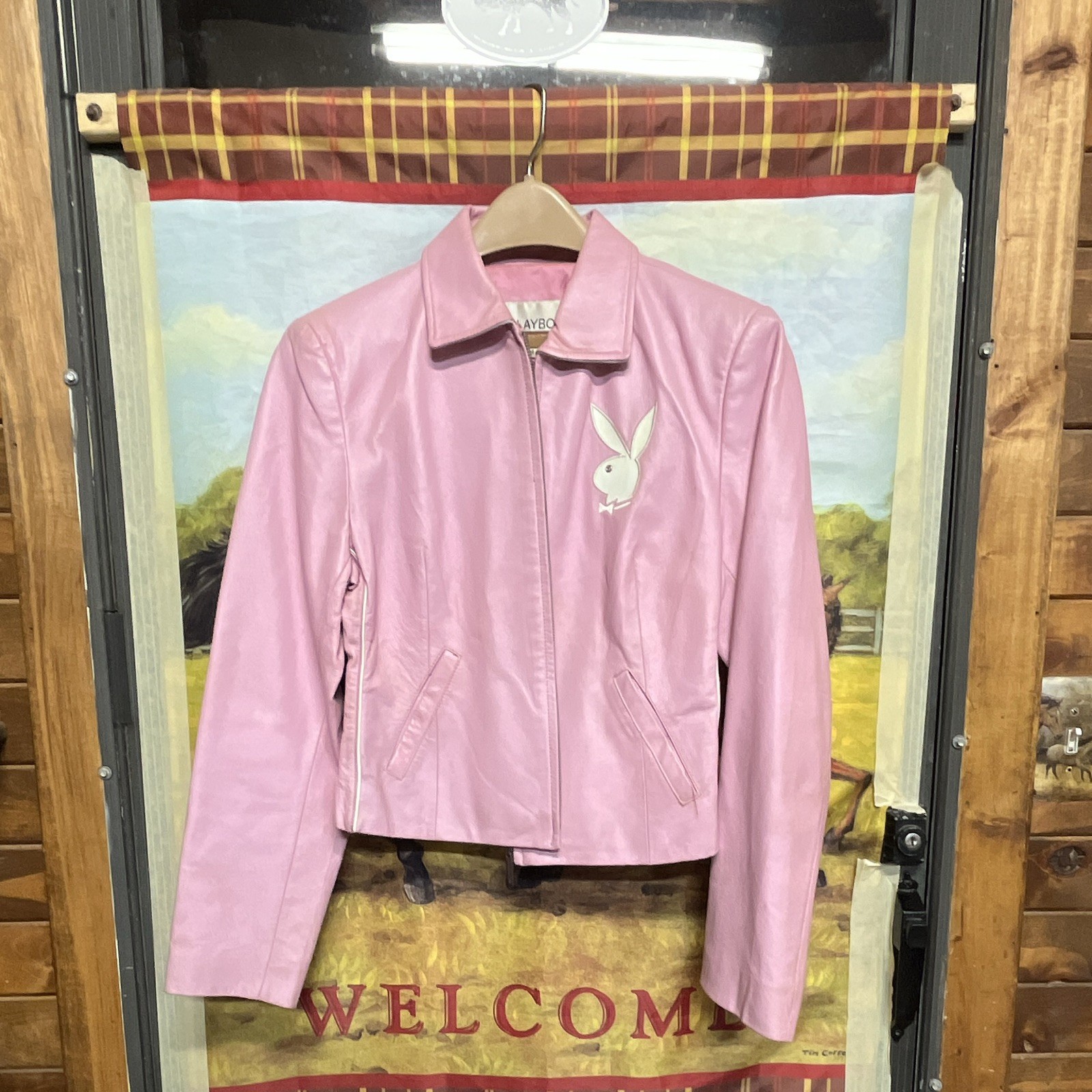 Vintage Authentic Playboy Leather Jacket Pink & White Worn By Playboy Bunny Vintage Authentic Playboy Leather Jacket Pink & White Worn By Playboy Bunny