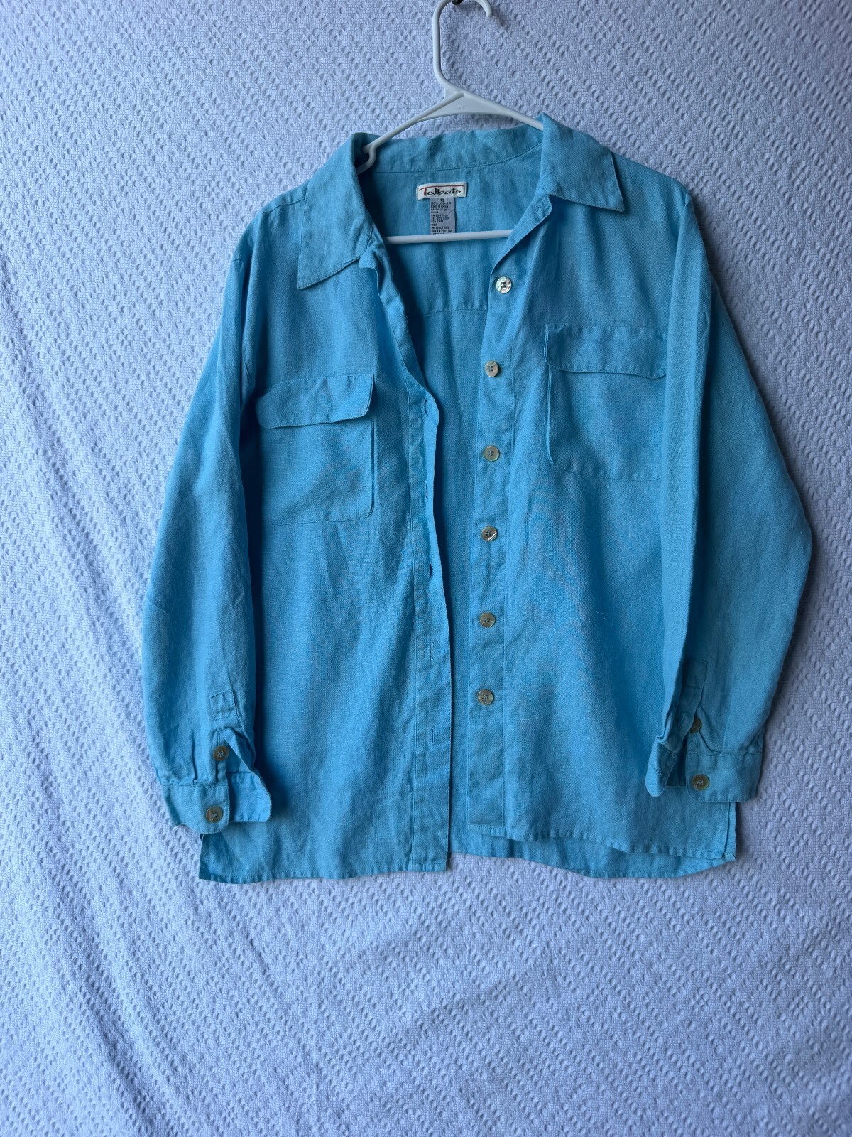 Talbots Women’s Blue Linen Long Sleeve Button-Up Shirt Size 10