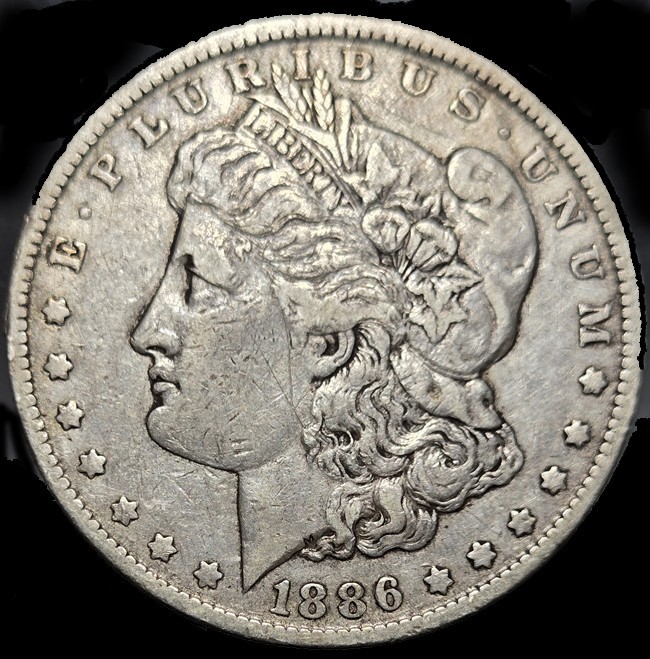 1886-O Morgan Silver Dollar, VF scarcer variety