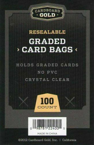 100 CARDBOARD GOLD CLEAR RESEALABLE GRADED CARD BAGS | PSA BGS SGC BCCG 100 CARDBOARD GOLD CLEAR RESEALABLE GRADED CARD BAGS | PSA BGS SGC BCCG