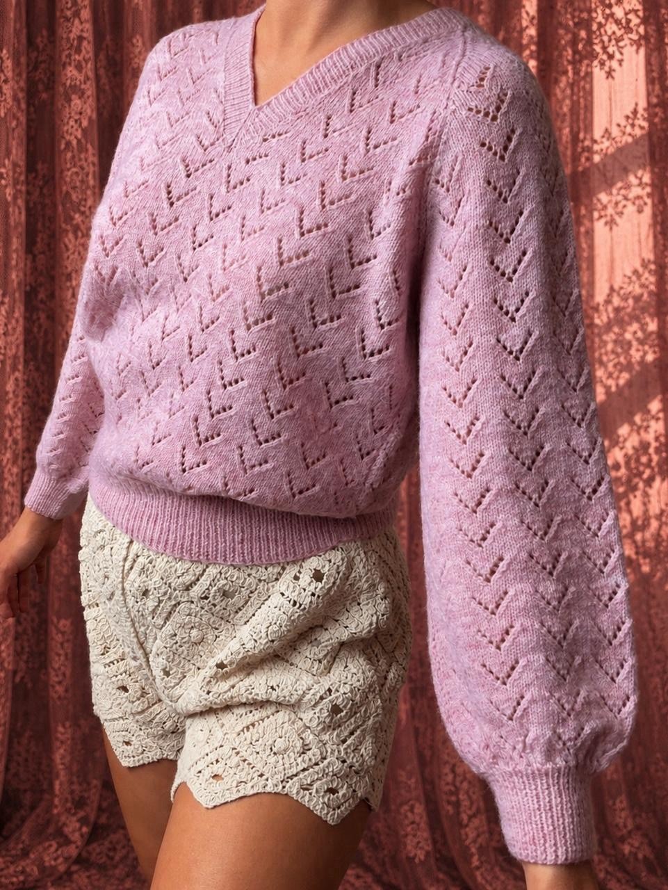 1960s Handknit lilac space dye sweater 1960s Handknit lilac space dye sweater