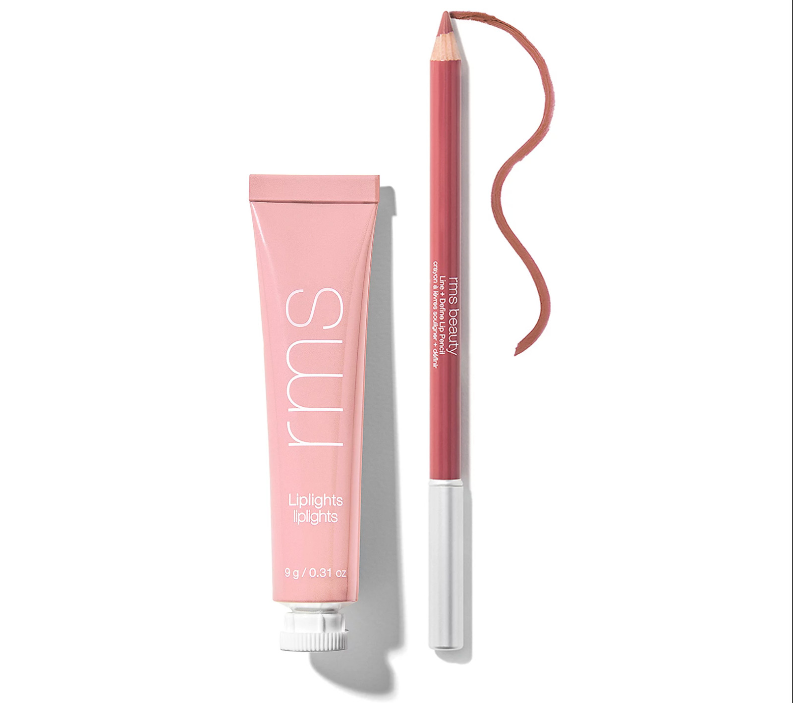 RMS Beauty LipLights Lip Gloss & Lip Liner Duo Set Subtle Pink 2 Piece Makeup
