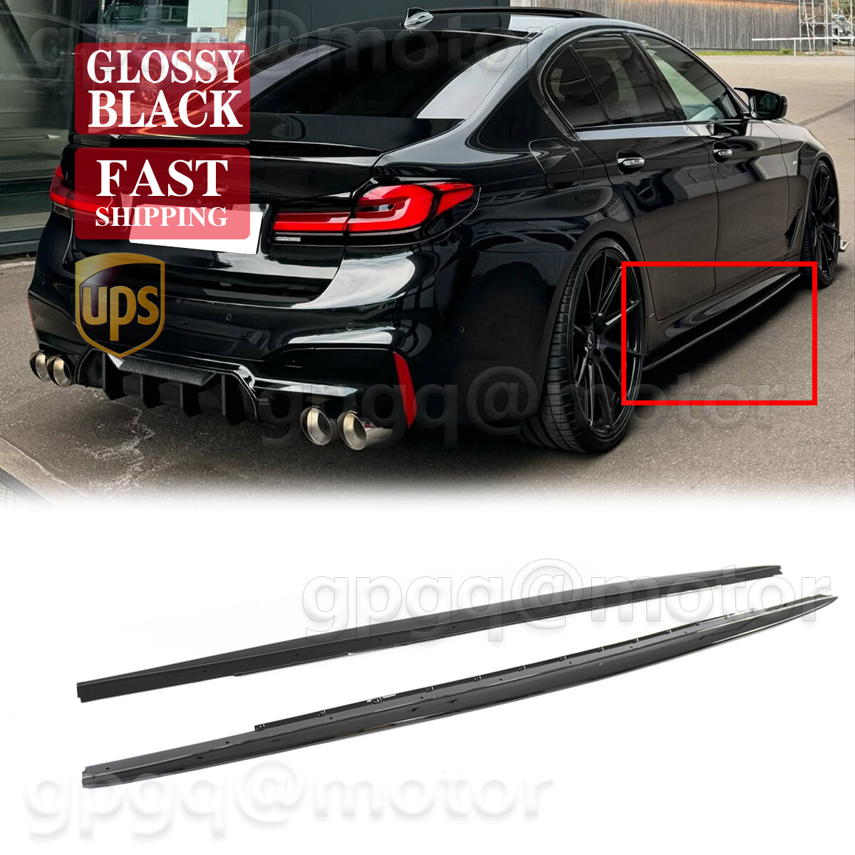 For BMW G30 5 Series 530i 540i M550i M5 2017-23 Gloss Black Side Skirt Extension For BMW G30 5 Series 530i 540i M550i M5 2017-23 Gloss Black Side Skirt Extension