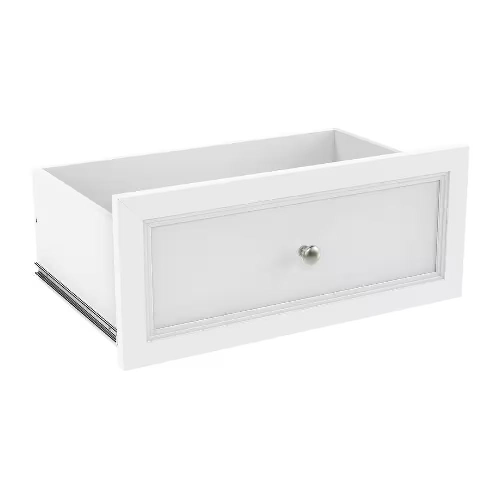 Selectives 10 In. H X 23.5 In. W White Wood Drawer with Silver Handle