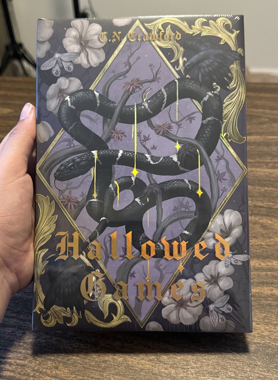 Hallowed Games SIGNED C. N. Crawford STENCILED REVERSIBLE The Bookish Box NEW