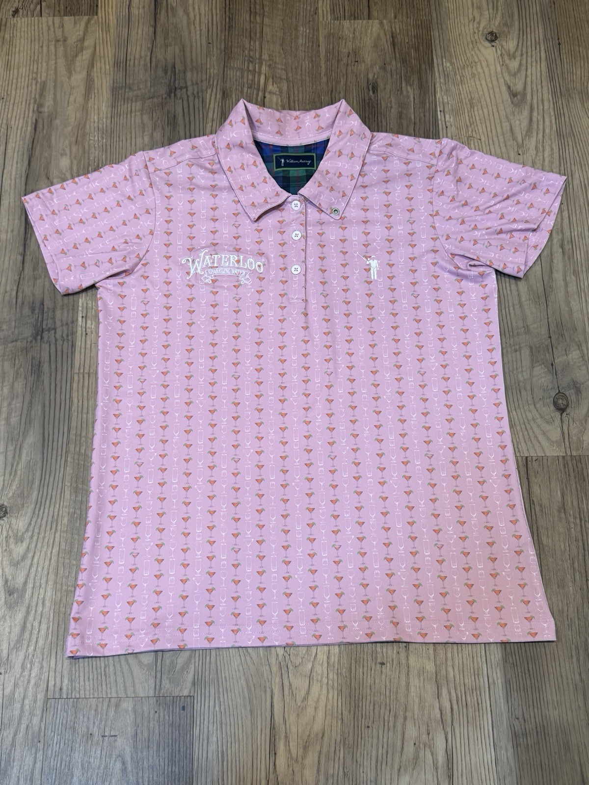 William Murray Pink Waterloo Orange Cocktail Men’s Polo Golf Shirt Medium M