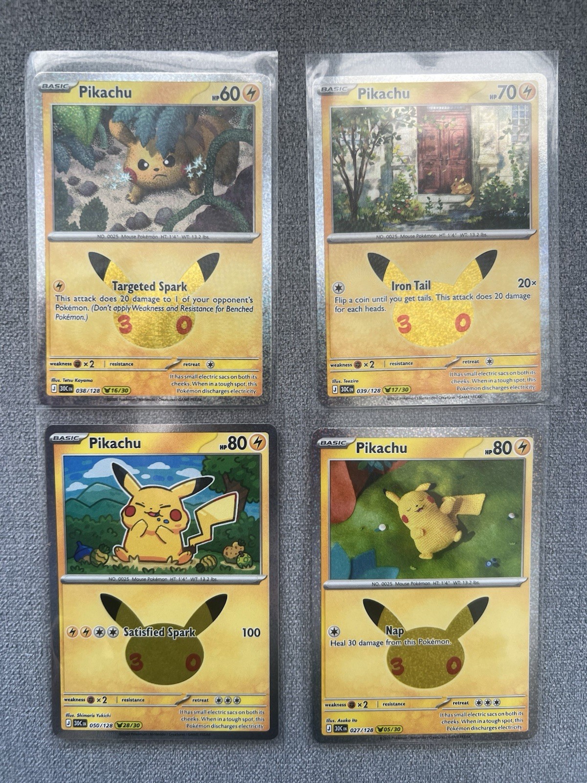 Pikachu 30th Anniversary Celebration Pokemon TCG Pikachu Holo (05, 16, 17 & 28)