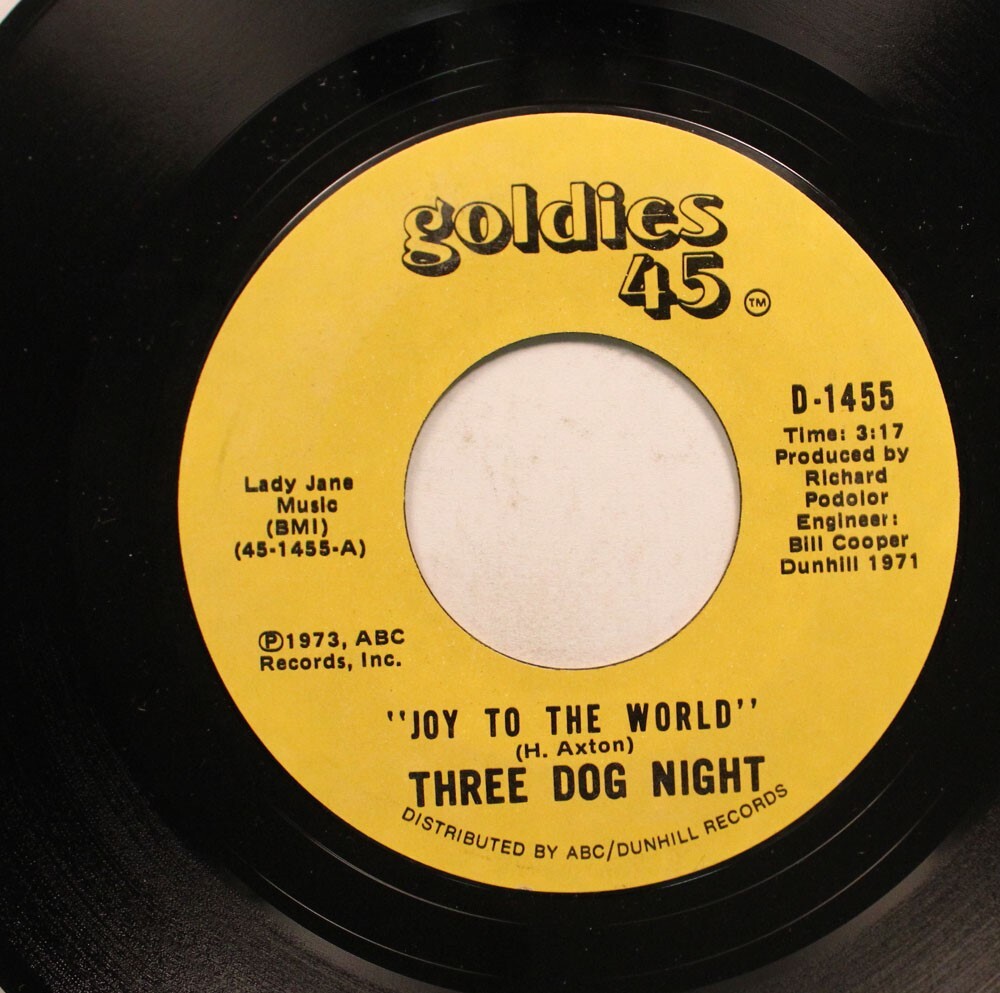 Pop Nm 45 Three Dog Night - Joy To The World / I Can Hear You Calling On Abc/Du