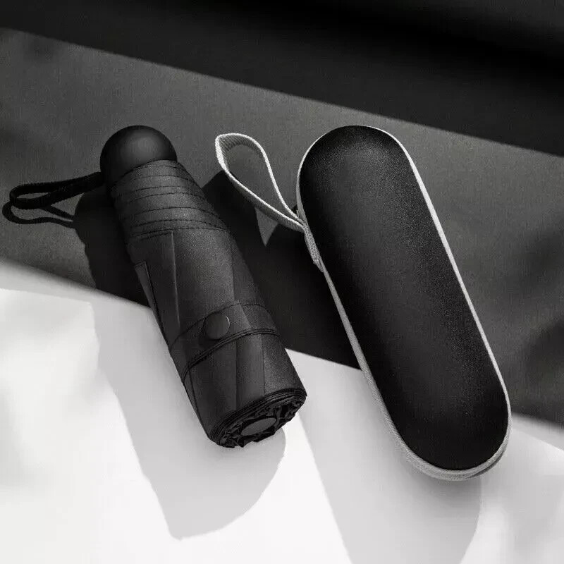 Mini Pocket Compact Umbrella Sun Anti UV 5 Folding Rain Windproof + Carry Case- Mini Pocket Compact Umbrella Sun Anti UV 5 Folding Rain Windproof + Carry Case-