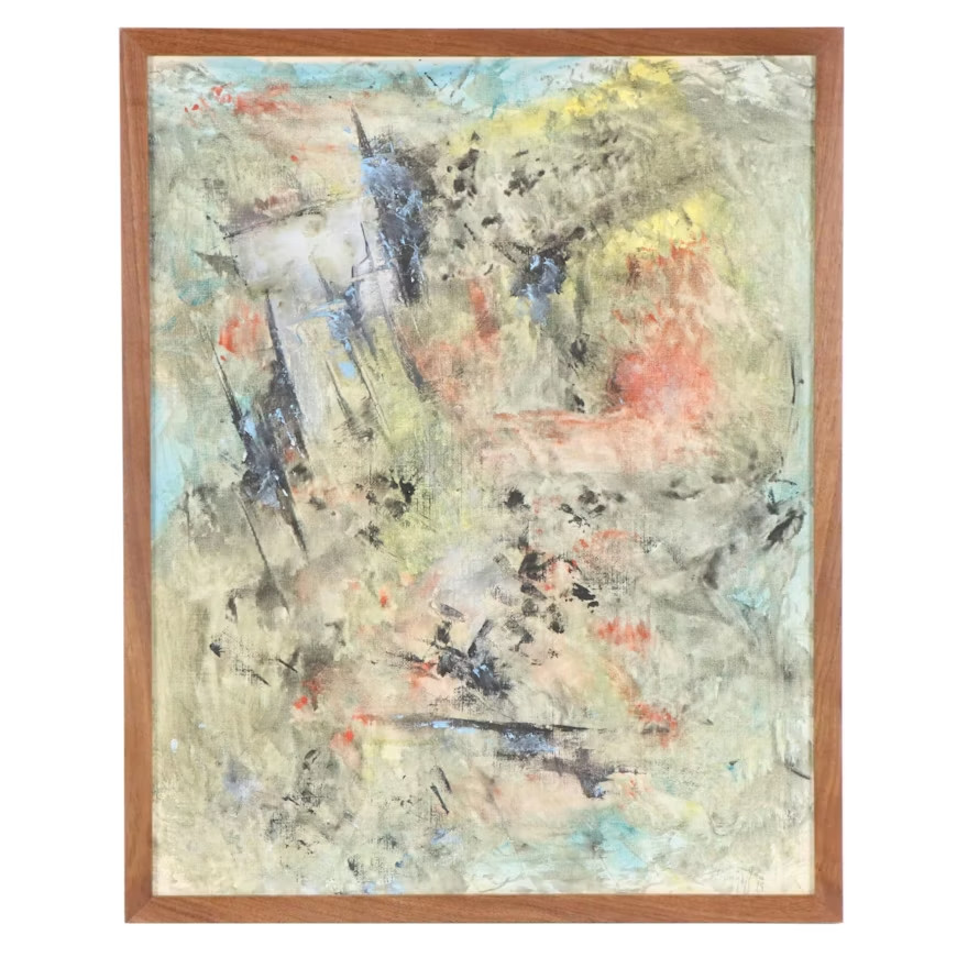 Amazing Charles Ragland Bunnell Abstract Oil Painting, 1968 -signed + framed- Amazing Charles Ragland Bunnell Abstract Oil Painting, 1968 -signed + framed-