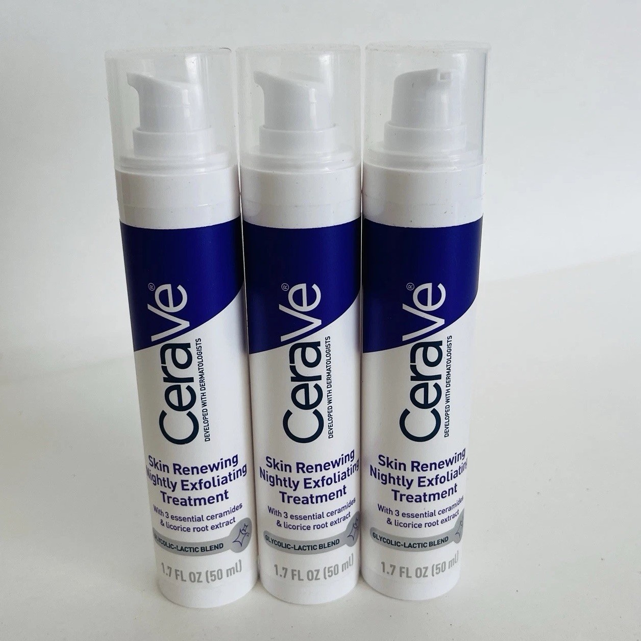 3x Cera Ve Skin Renewing Nightly Exfoliating Treatment Anti Aging Smooth (nobox)