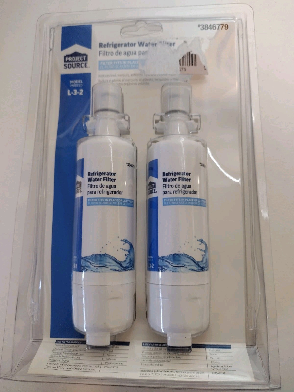 2 Pack Project Source L-3-2 Twist-in Refrigerator Water Filter LG LT700P