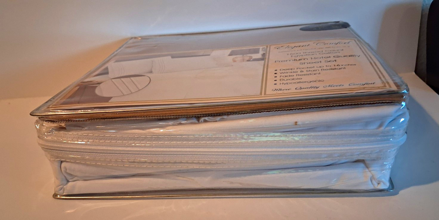 Elegant Comfort Queen 4 Pc Sheet Set Egyptian Cotton White Deep Fitted