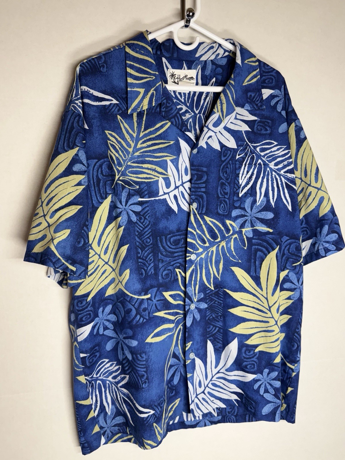 Vintage Howie Hawaiian Button Up XL  Blue Floral  Made In Hawaii