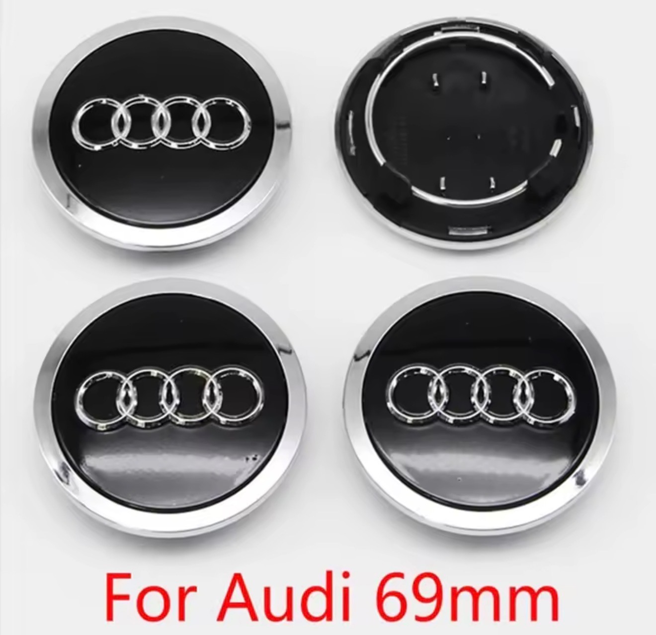 AUDI 4x BLACK - CHROME 69 mm/2.72in Wheel Rim Center Hub Cap AUDI 4x BLACK - CHROME 69 mm/2.72in Wheel Rim Center Hub Cap