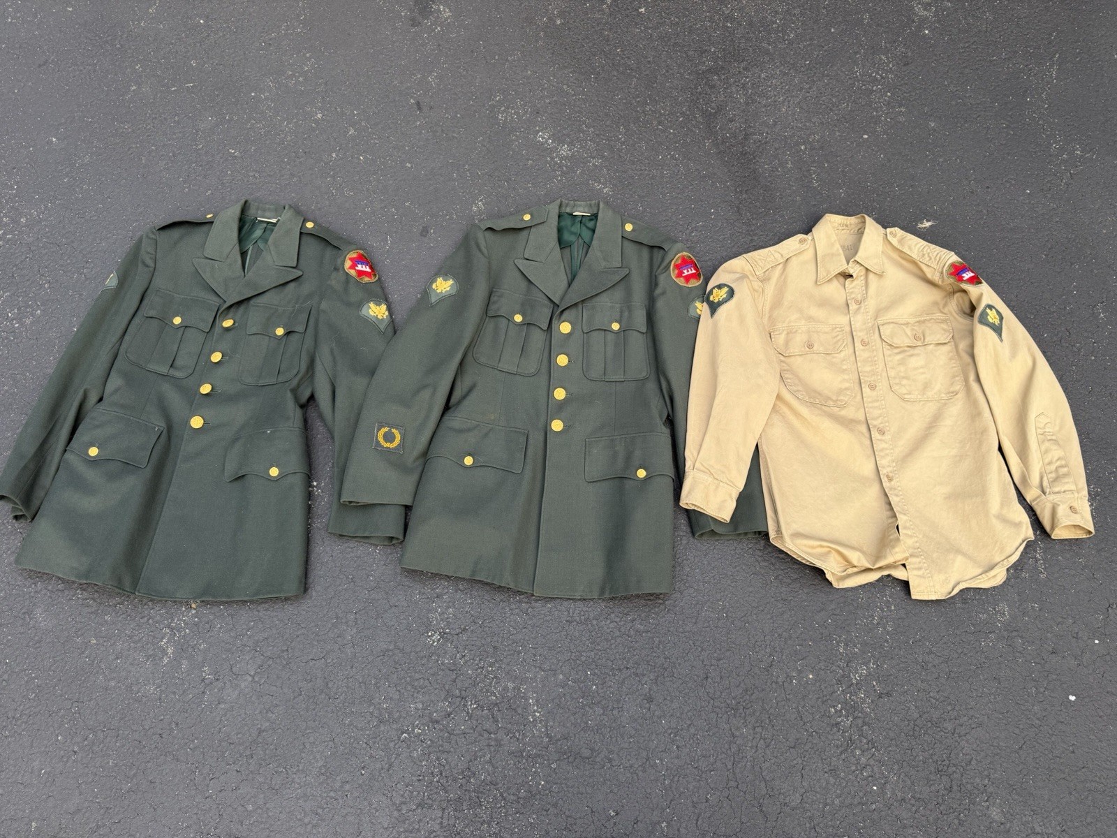 Postwar US Army VII Corps Uniform Lot Of 2 Blouses And A Shirt