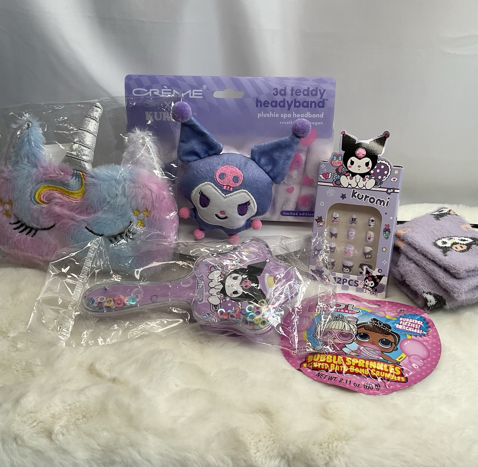 Kuromi  Gift Bundle Set – , Headband, Hair Brush, Socks, Nails & Accessories