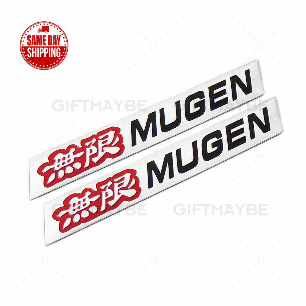 2X JDM NEW Mugen Chrome Badge Emblem Side Spoiler Fit For ALL CARS