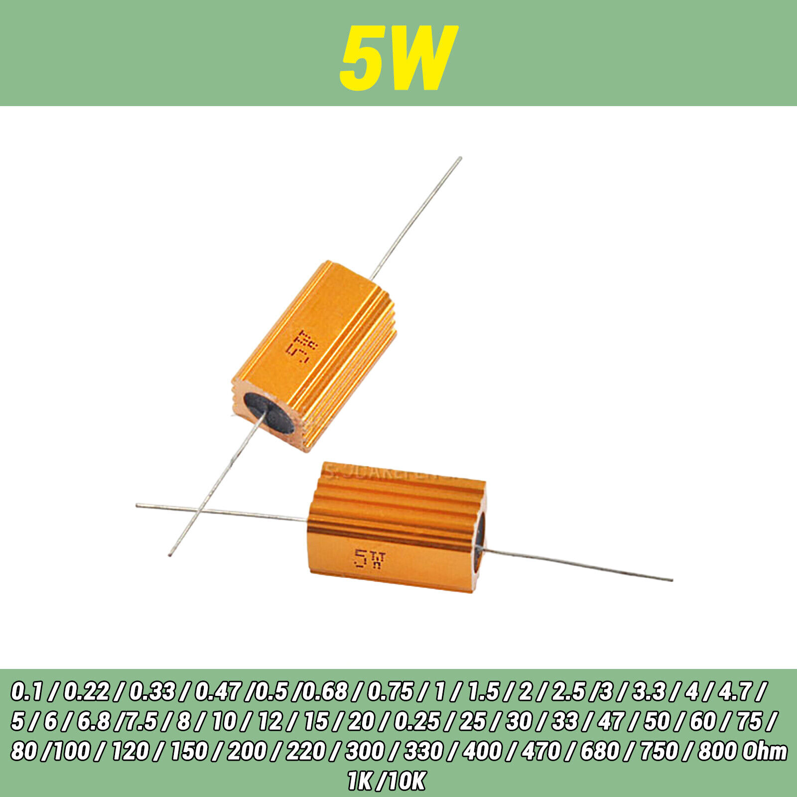 5W - 500W Watt High Power Aluminum shell Wirewound Metal Resistors 0.1Ω - 15KΩ