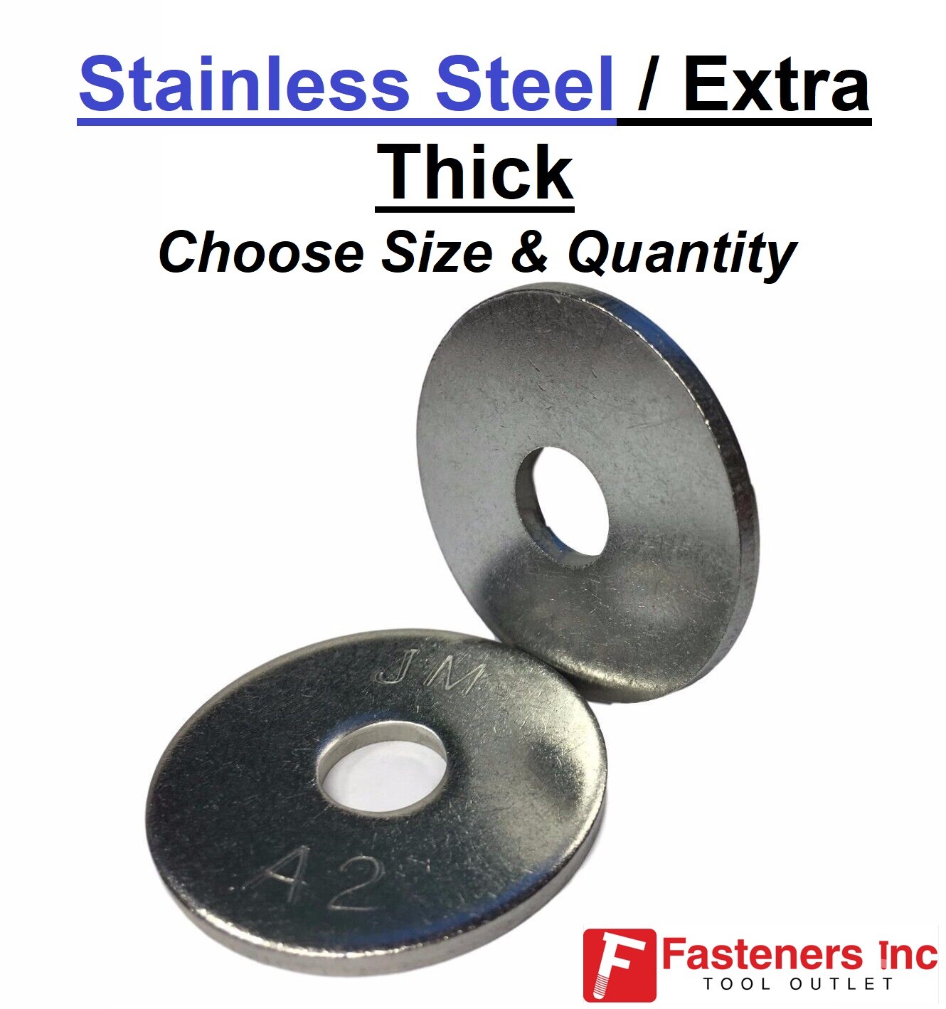 Stainless Steel Extra Thick Heavy Fender Washer Inch Sizes 1/4