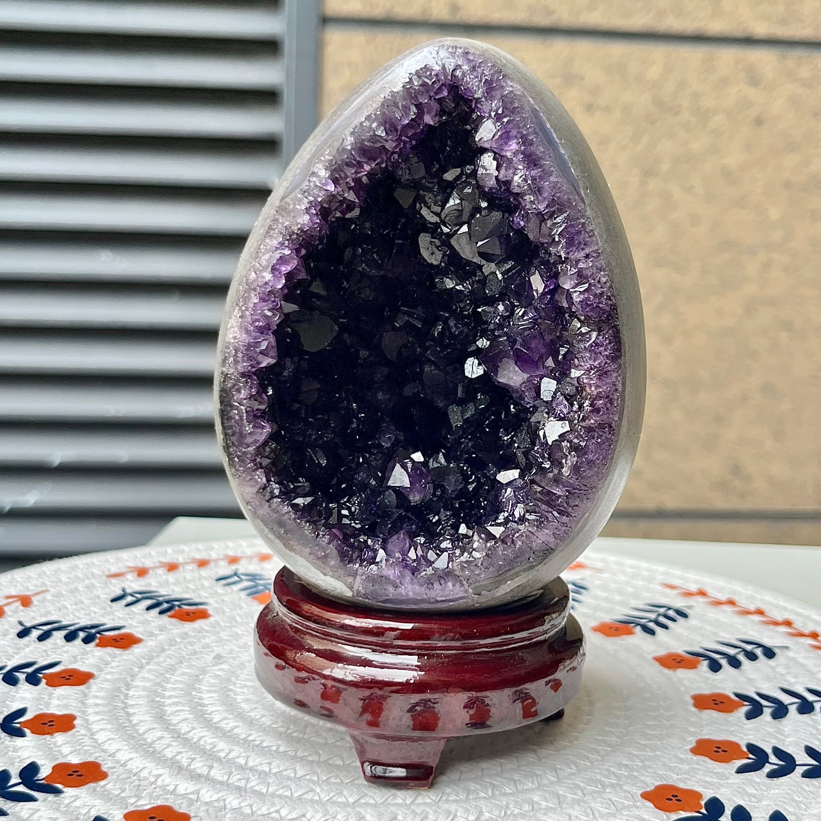 2.4 lb  Amethyst Geode Egg Purple Druzy Display Collectible Decor Piece
