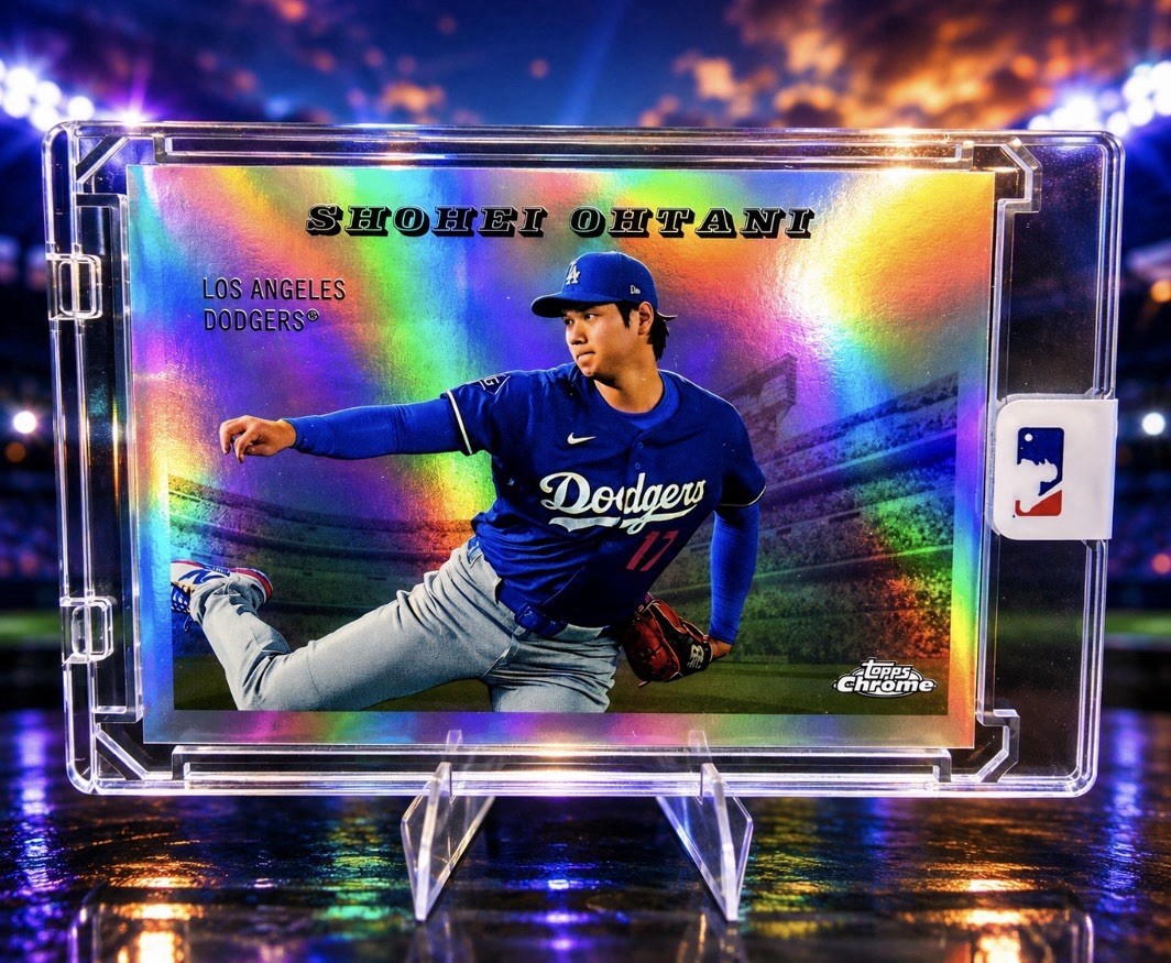 SHOHEI OHTANI RARE HOLO THROWBACK REFRACTOR CHROME SPORTS CARD DODGERS MVP MINT