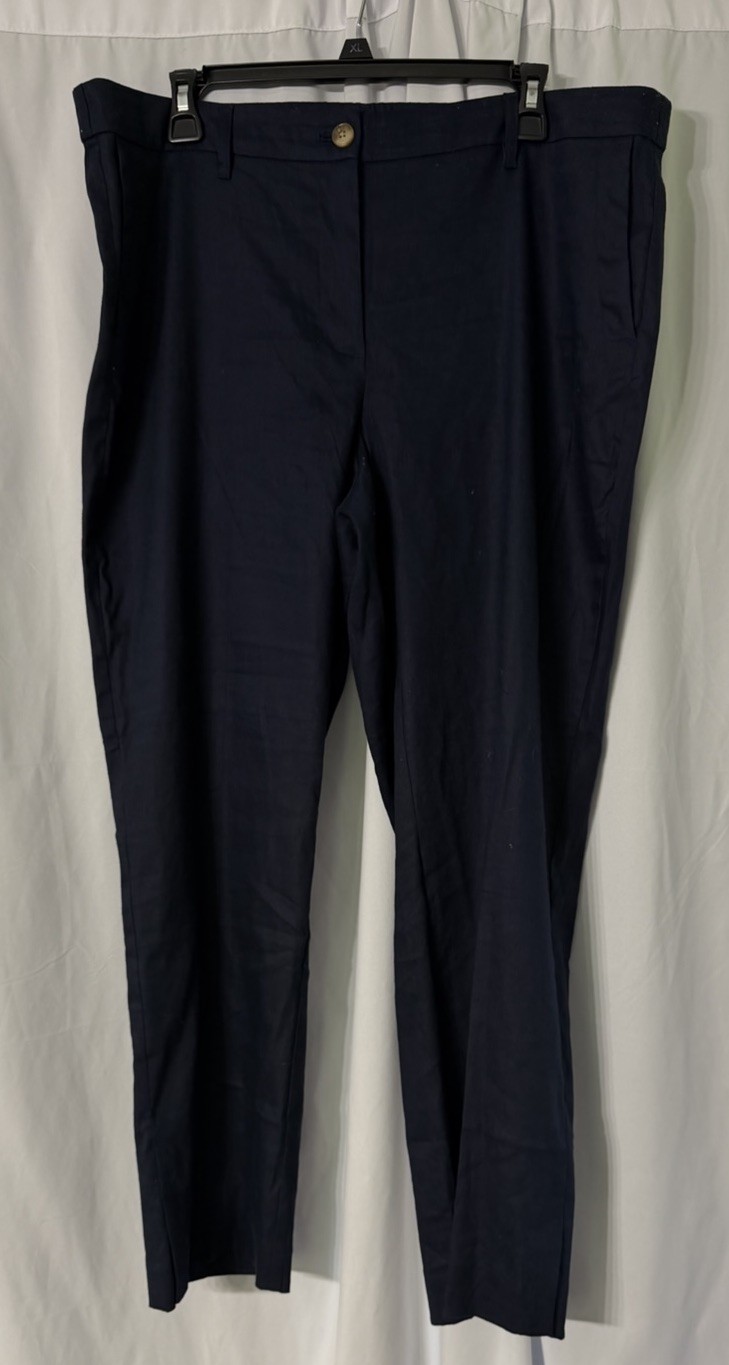 NWT J. Jill Womens Navy Blue Linen Stretch Casual Pants Slacks Size Large Tall