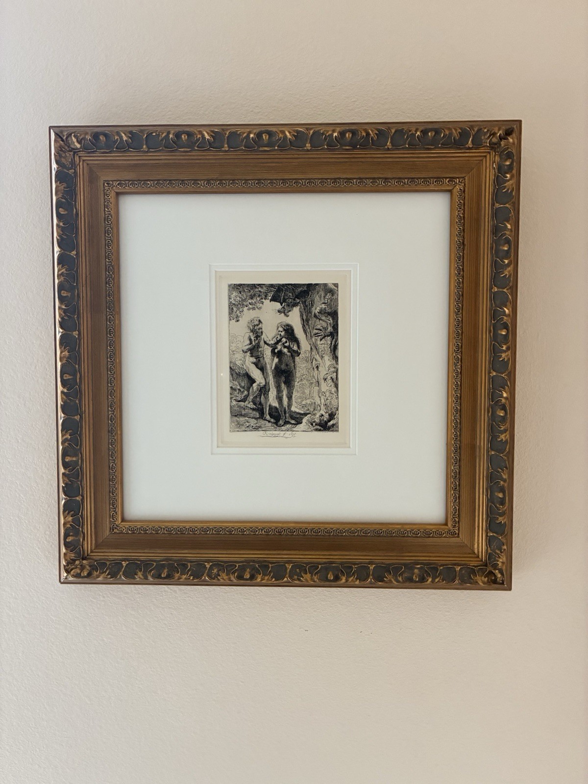 Rembrandt Etching, Armand Durand, Adam And Eve with STAMP Rembrandt Etching, Armand Durand, Adam And Eve with STAMP