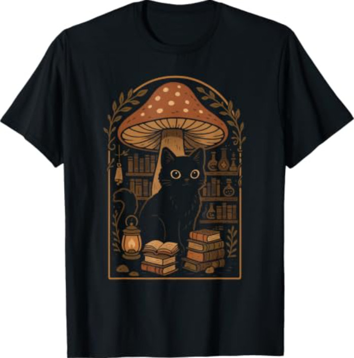 Cute Cat Grunge Cottagecore Therian Clothing Book Lover T-Shirt