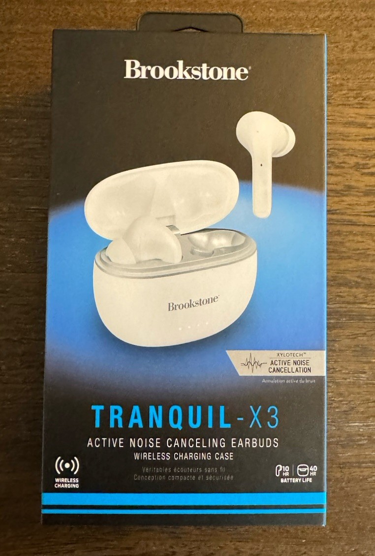 Brookstone Tranquil x3 Active Noise Canceling Earbuds White