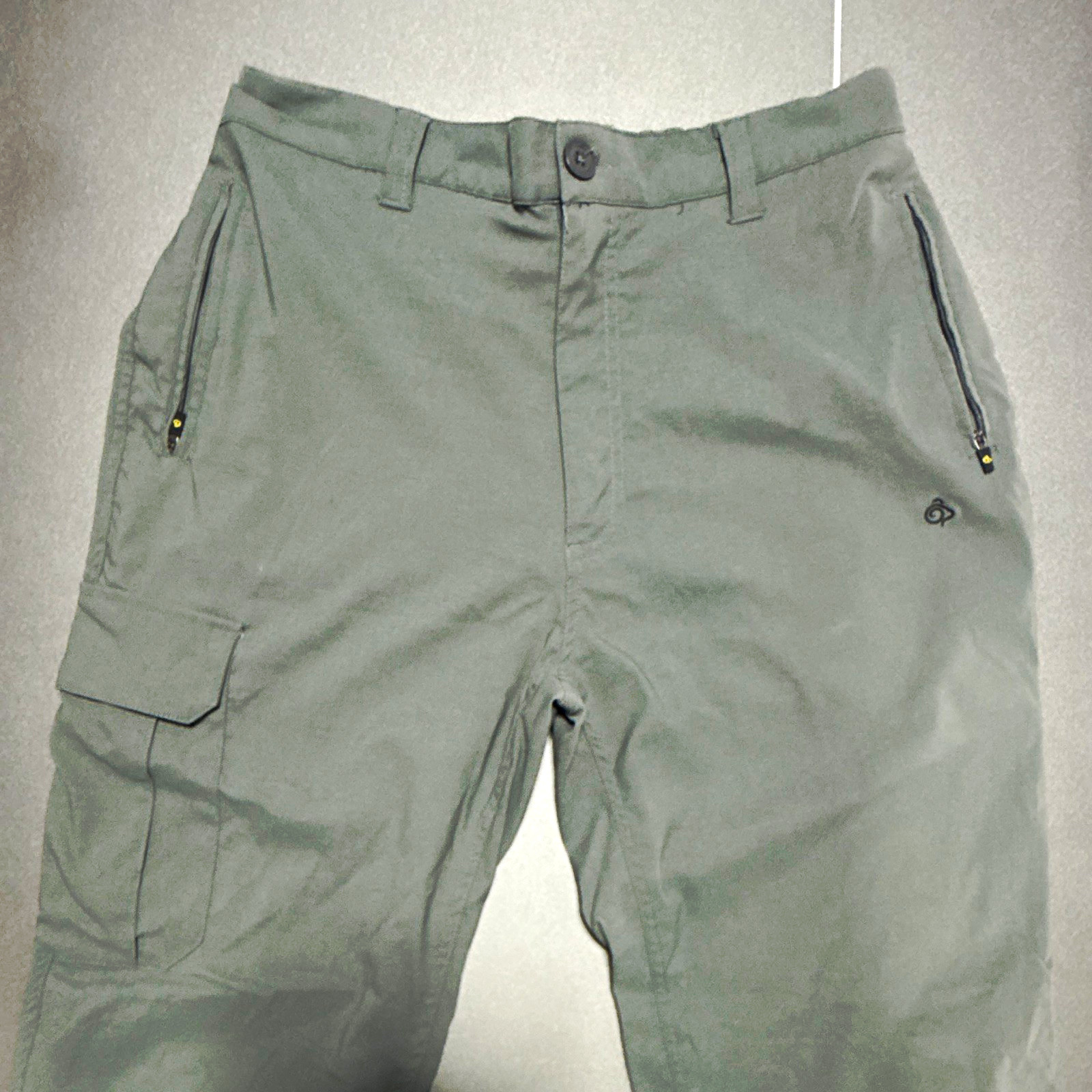Craghoppers Men\'s Gray Cargo Pants L Regular Solid Flat Front Pocketed