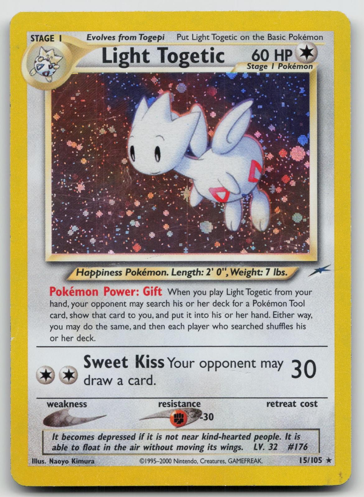 Light Togetic 15/105 Rare Neo Destiny Pokemon Unlimited Holo Heavily Played