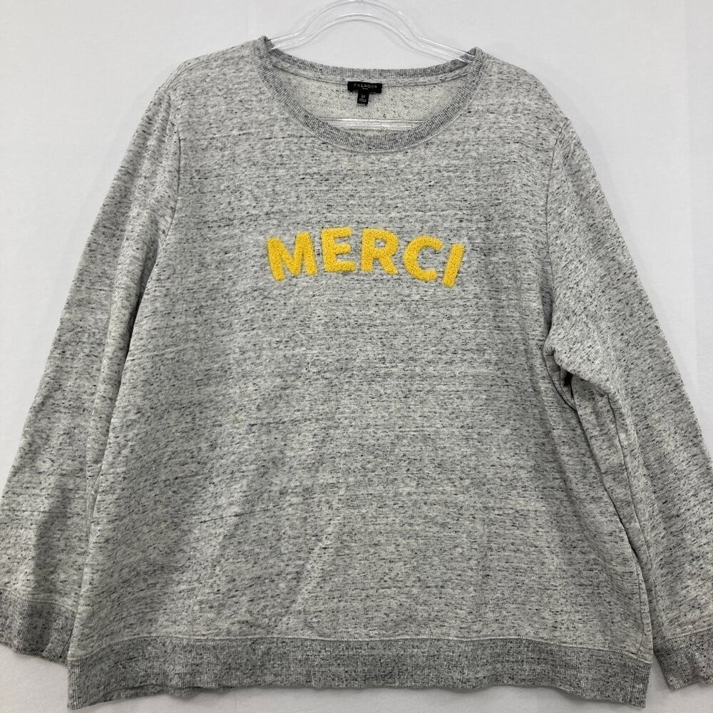 Talbots size 2X Light Gray Crew Neck Graphic Merci Comfy Stretch Knit Pullover Talbots size 2X Light Gray Crew Neck Graphic Merci Comfy Stretch Knit Pullover