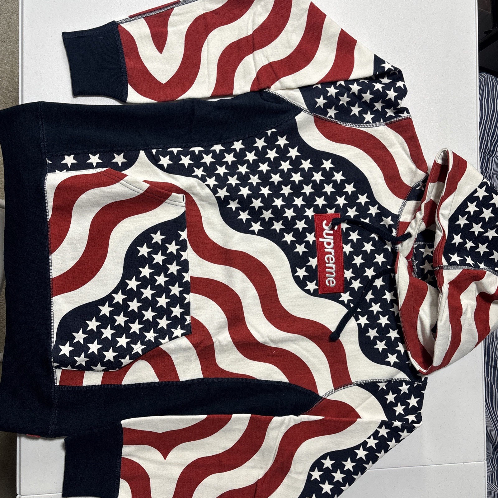 Supreme FW14 Box Logo USA Flag Hoodie M