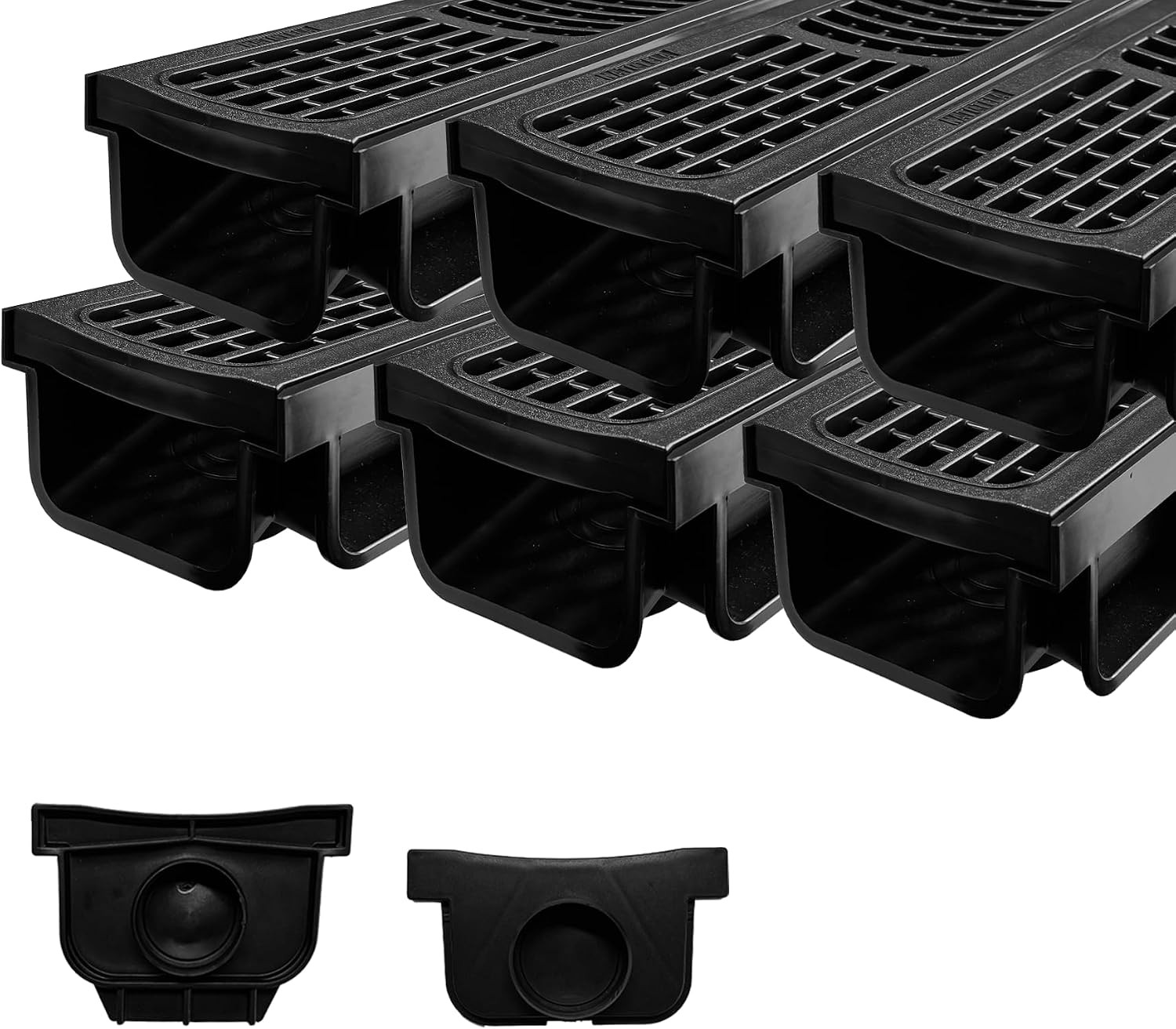 6 Pack 19.7X5.5X3.9 In. B125 Channel Drain with HDPE Grate