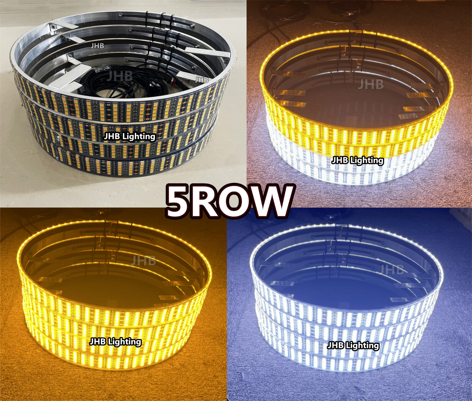 JHB 17.5\'\'5ROWS Pure AMBER WHITE LED Turn Signal Switchback Wheel Rim Lights Kit