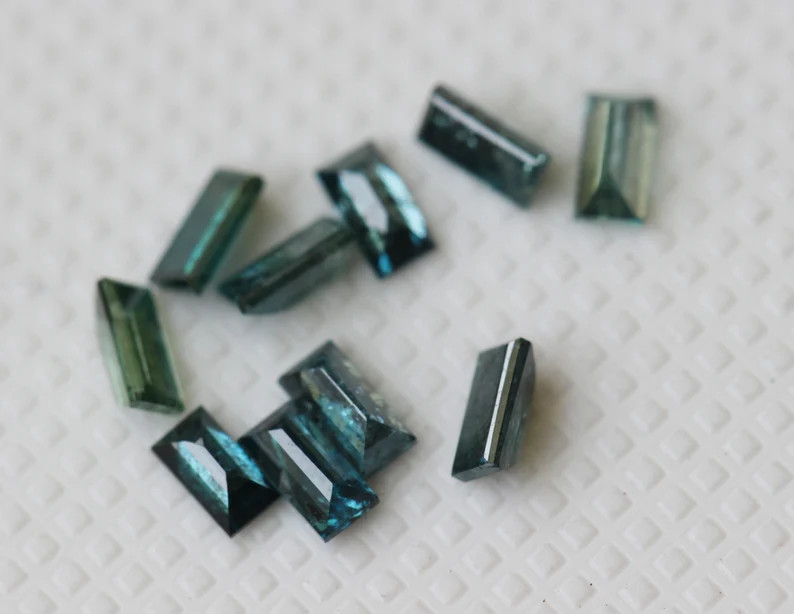 Blue Baguette Diamond, Rare 4x2mm Baguette Cut MELEE Diamond