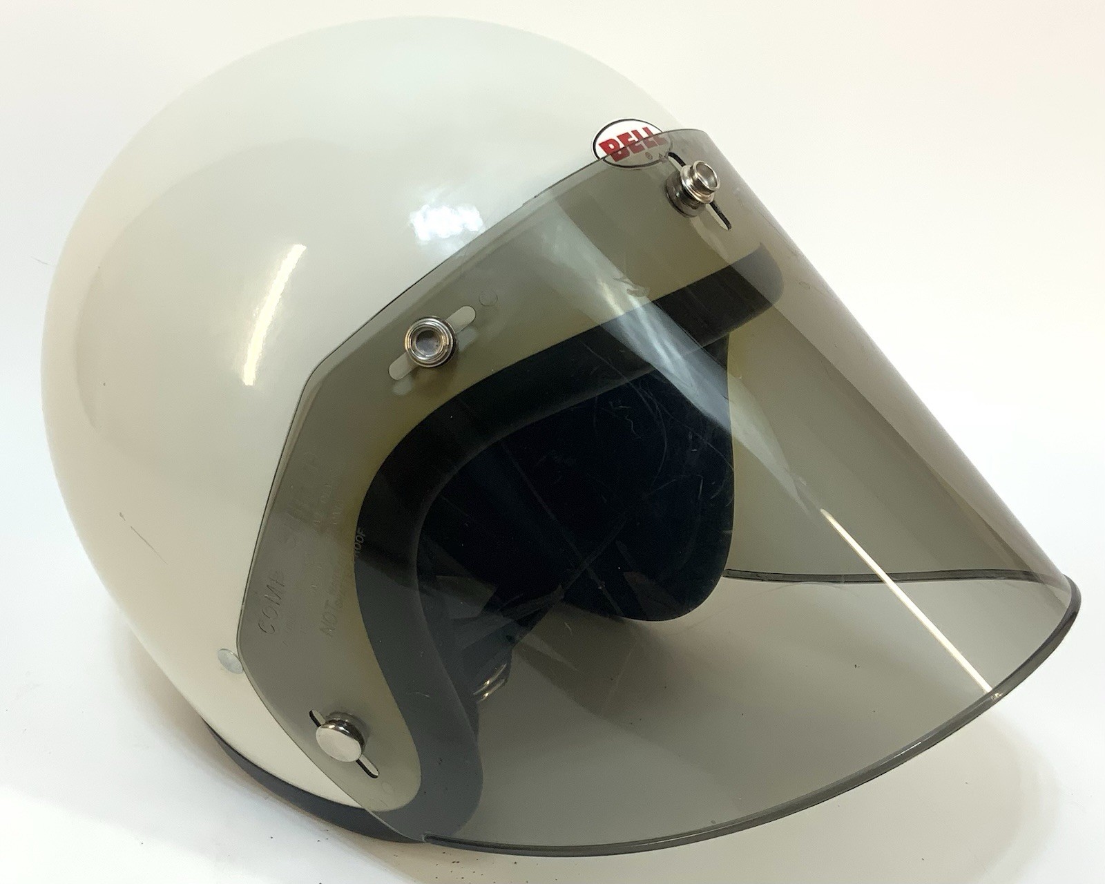 Vintage 1978 Bell RT Motorcycle Scooter White Helmet 7 1/8 USA Visor GREAT