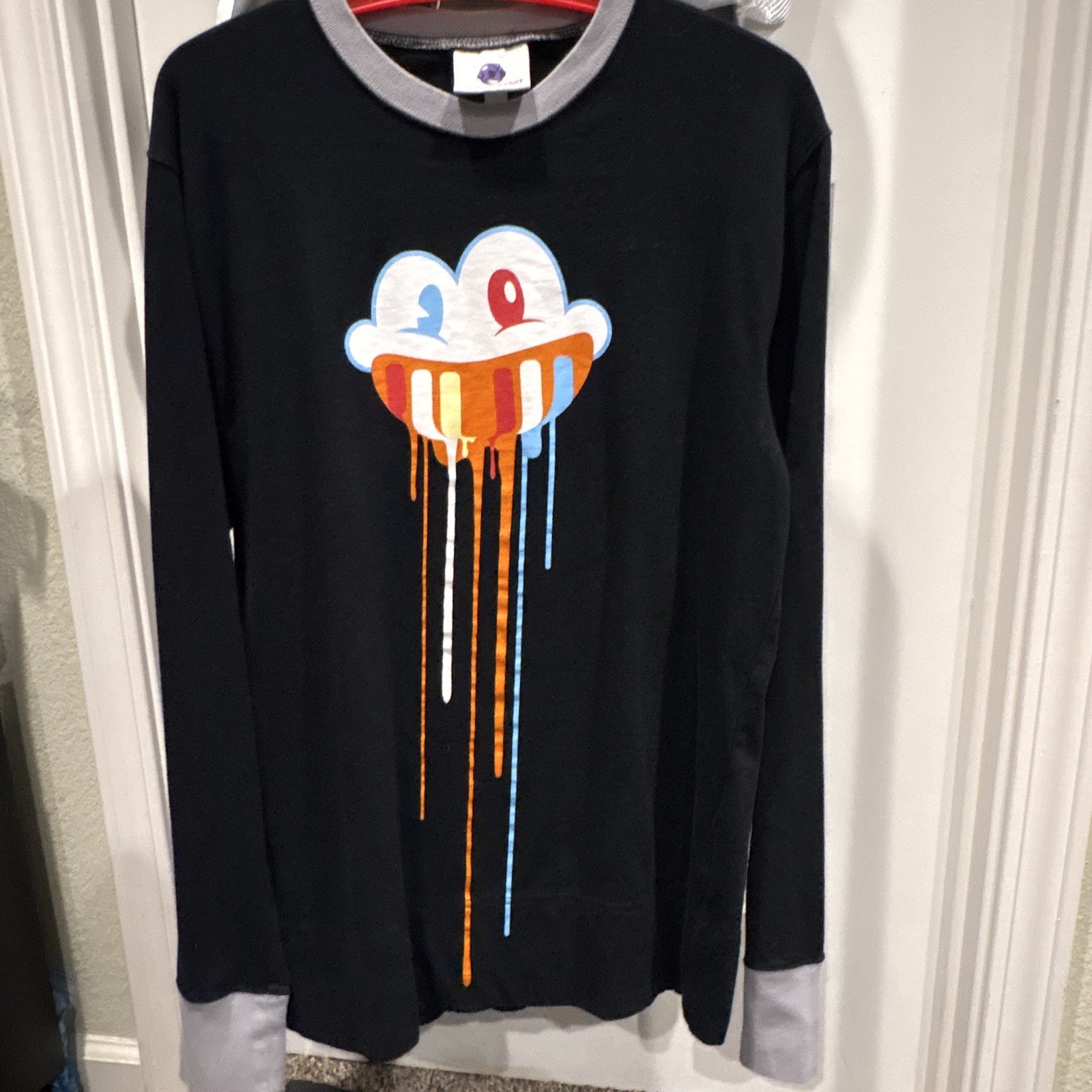 Kidrobot Men\'s L Long Sleeve Crew Neck Cotton Melt Drip-Vintage