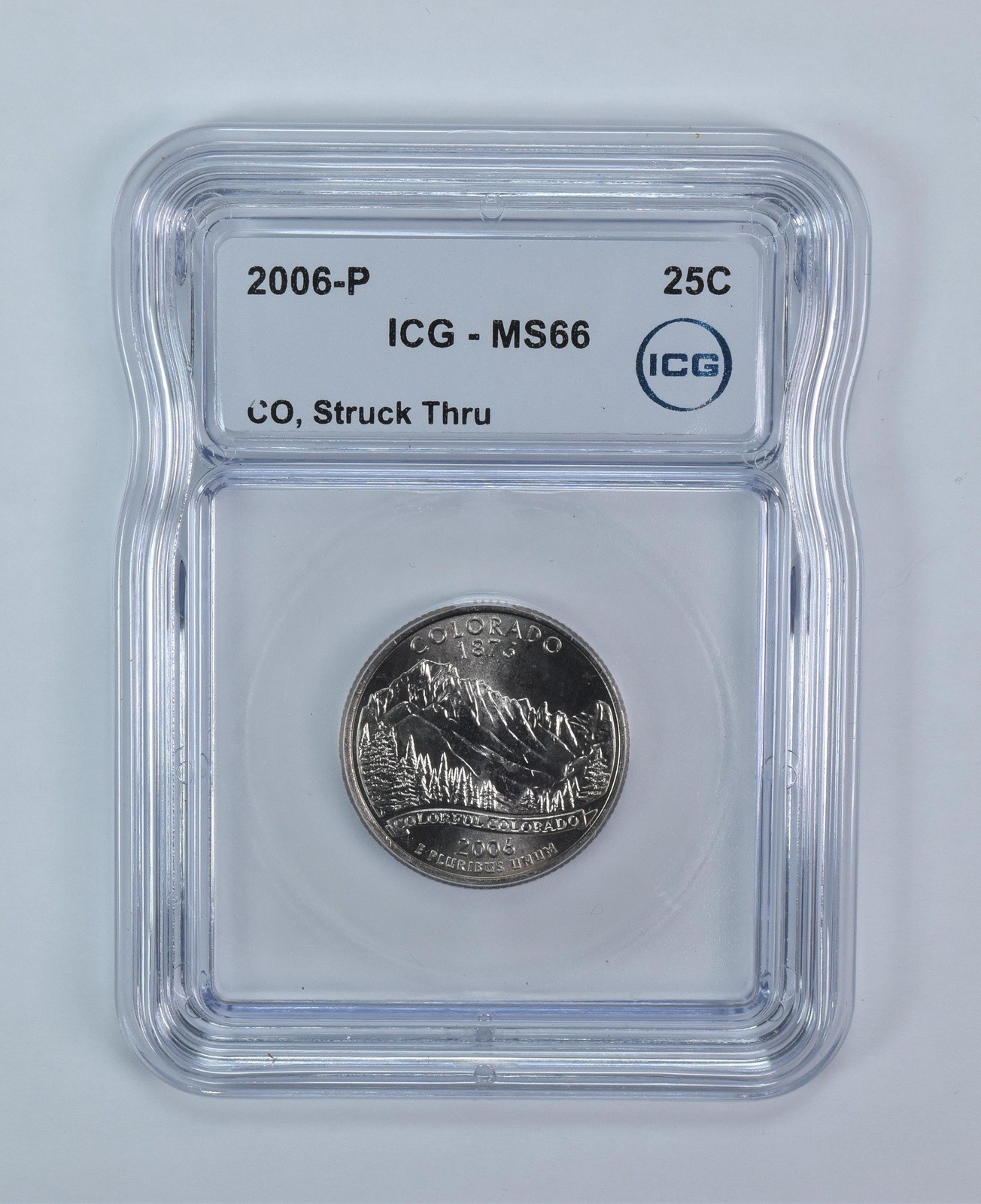 2006-P State Quarter Colorado Mint Error Struck Thru MS66 ICG 2006-P State Quarter Colorado Mint Error Struck Thru MS66 ICG