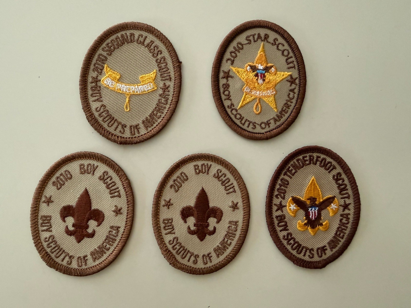 BSA Boy Scouts 2010 Anniversary Rank Patch Lot Tenderfoot Second Class Star