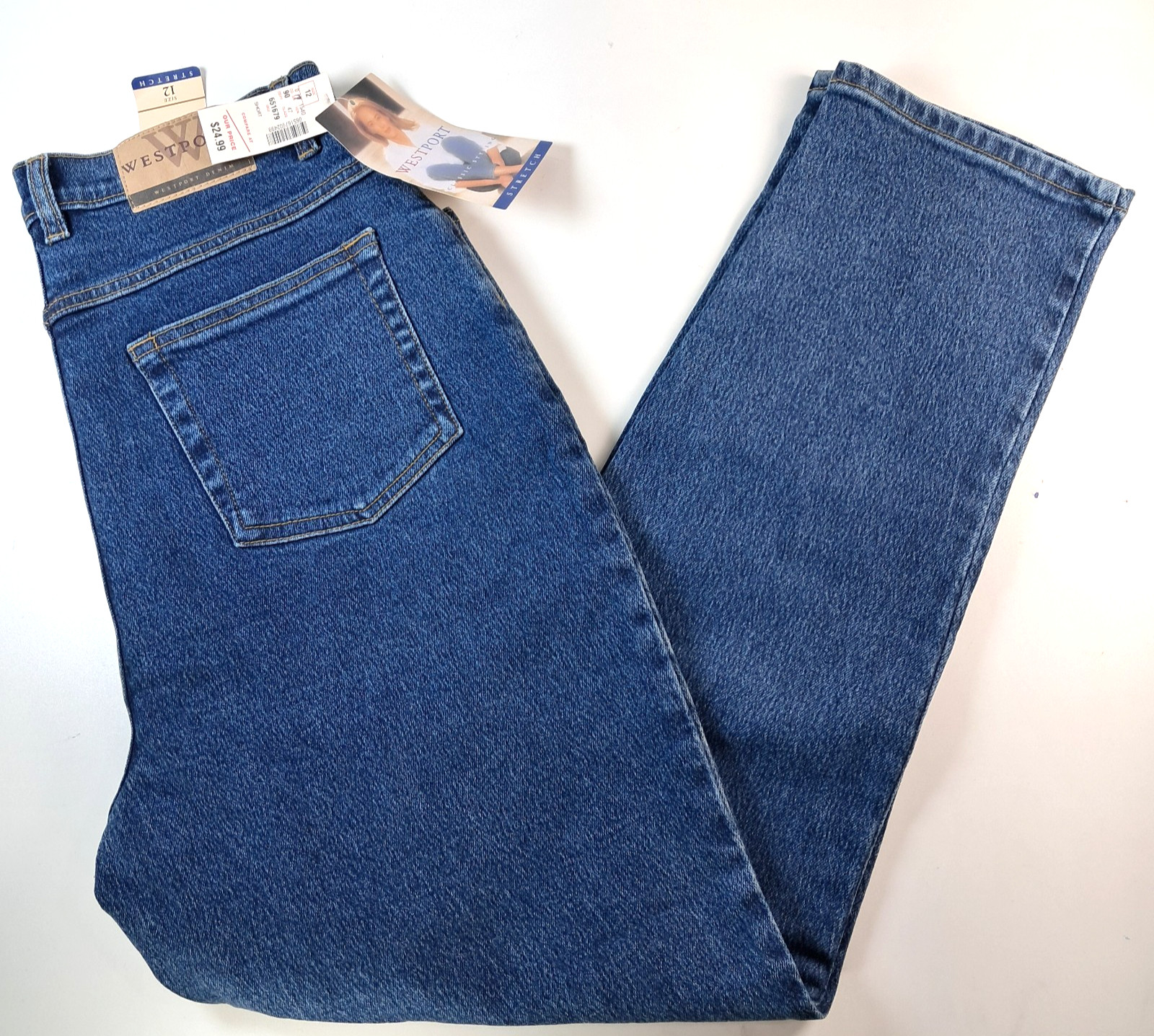 NWT Westport Denim Blue Jeans Women\'s 12 Vintage Stretch Pants Very High Waist